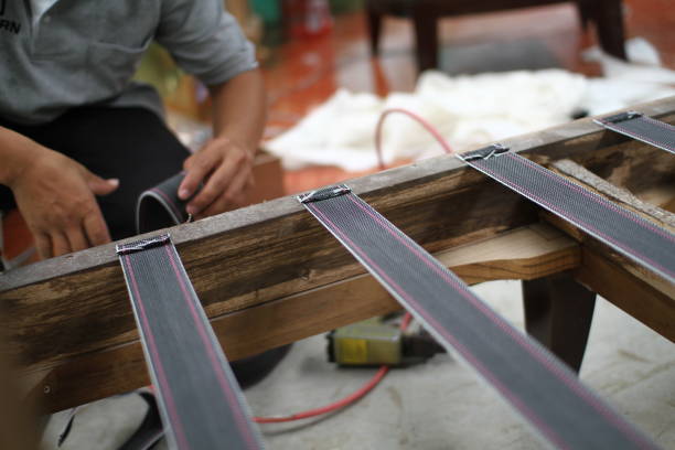 The process of making handmade wooden furniture.