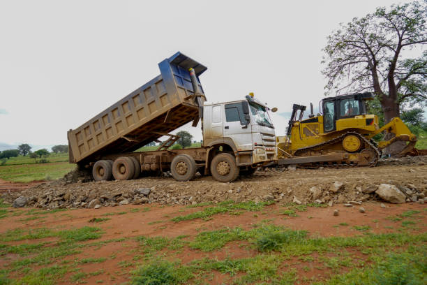 construction with heavy equipment drone footage imges